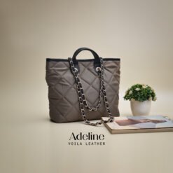 Medium Tote Selempang Premium Nylon Kombinasi Kulit Voila Adeline Mocca