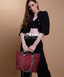 Medium Tote Selempang Premium Nylon Kombinasi Kulit Voila Adeline Maroon