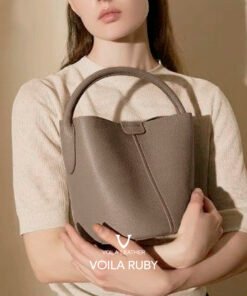 Genuine Leather Women Bucket and Sling Bag Voila Ruby Beige