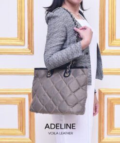 Medium Tote Selempang Premium Nylon Kombinasi Kulit Voila Adeline Mocca