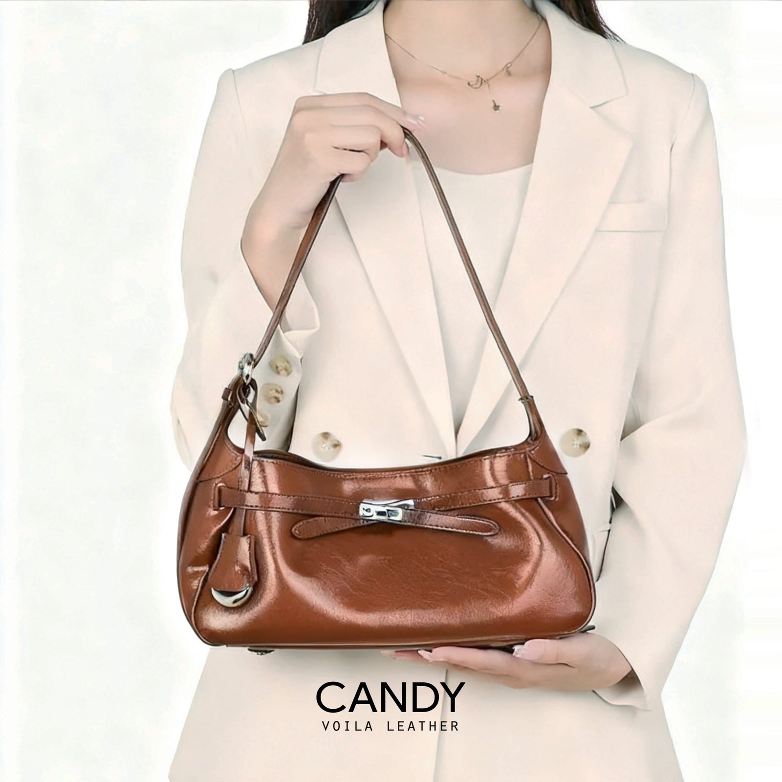 Tas Tote Selempang Kulit Voila Candy Brown