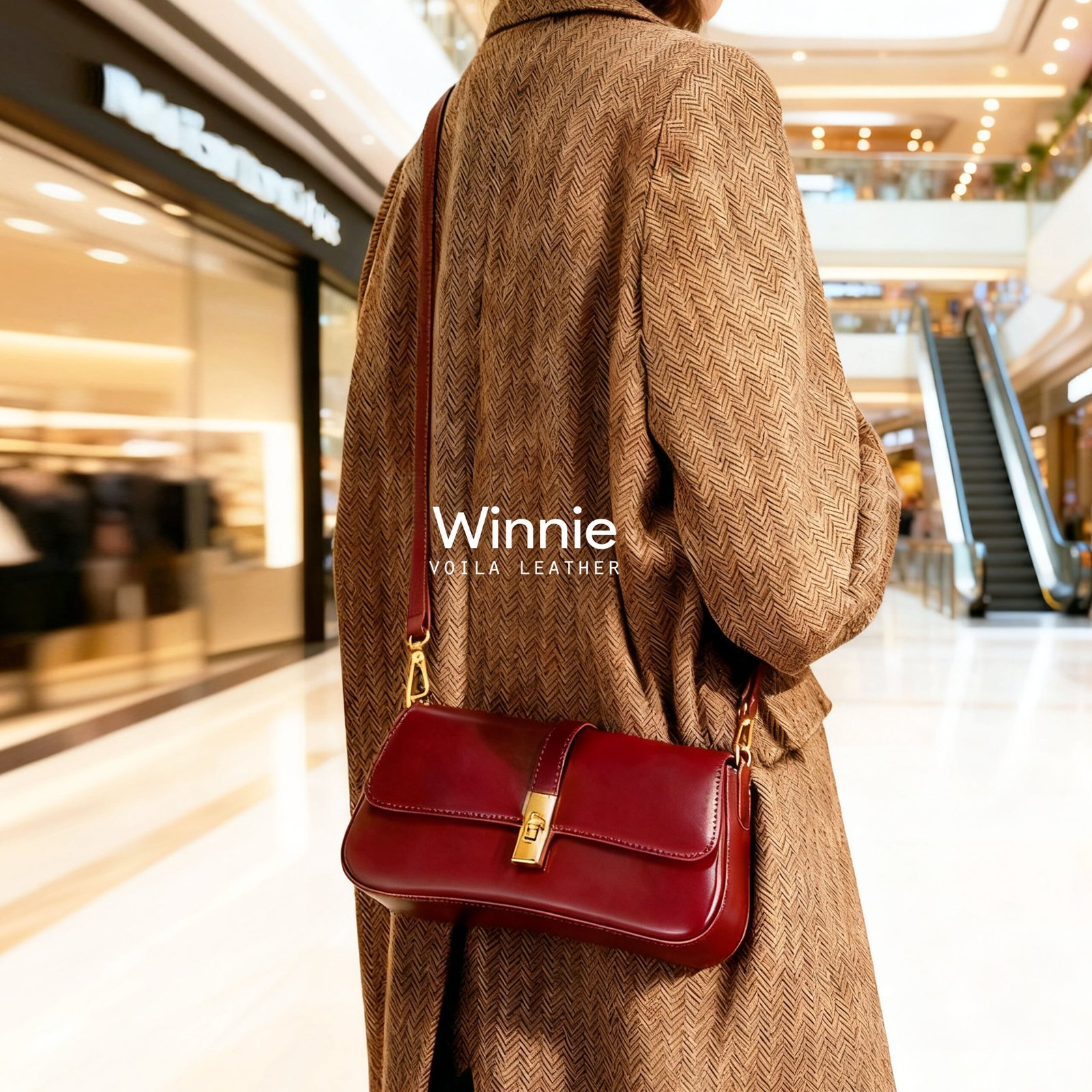 Tas Tote Selempang Kulit Asli Voila Winnie Maroon