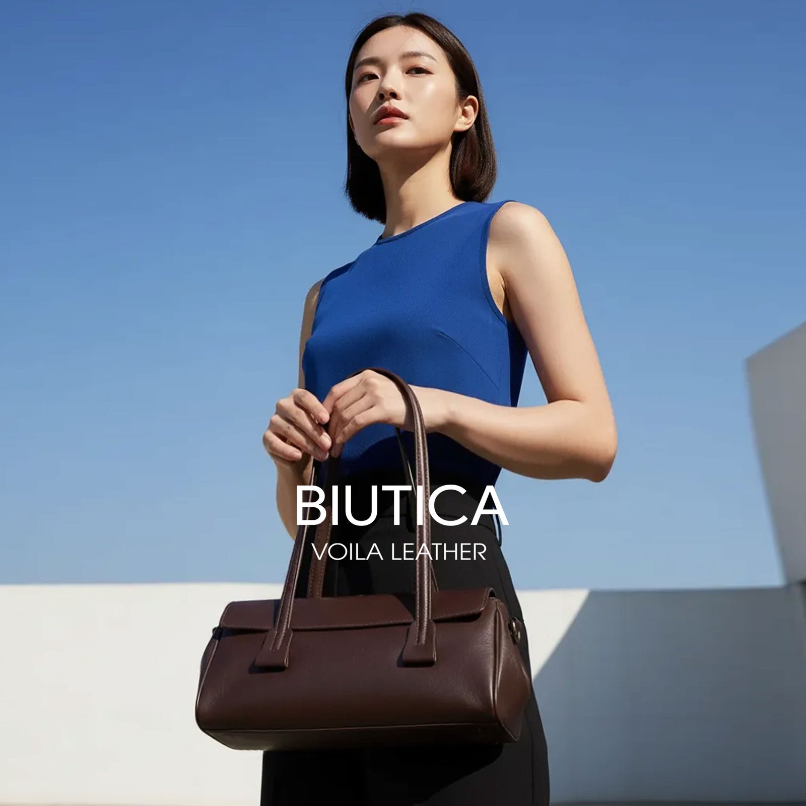 Genuine Leather Tote Bag Voila Biutica Dark Brown