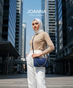 Clutch Selempang Nylon Kombinasi Kulit Voila Joanna Blue Navy