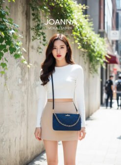 Clutch Selempang Nylon Kombinasi Kulit Voila Joanna Navy 3