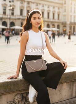 Clutch Selempang Nylon Kombinasi Kulit Voila Joanna Nude 2