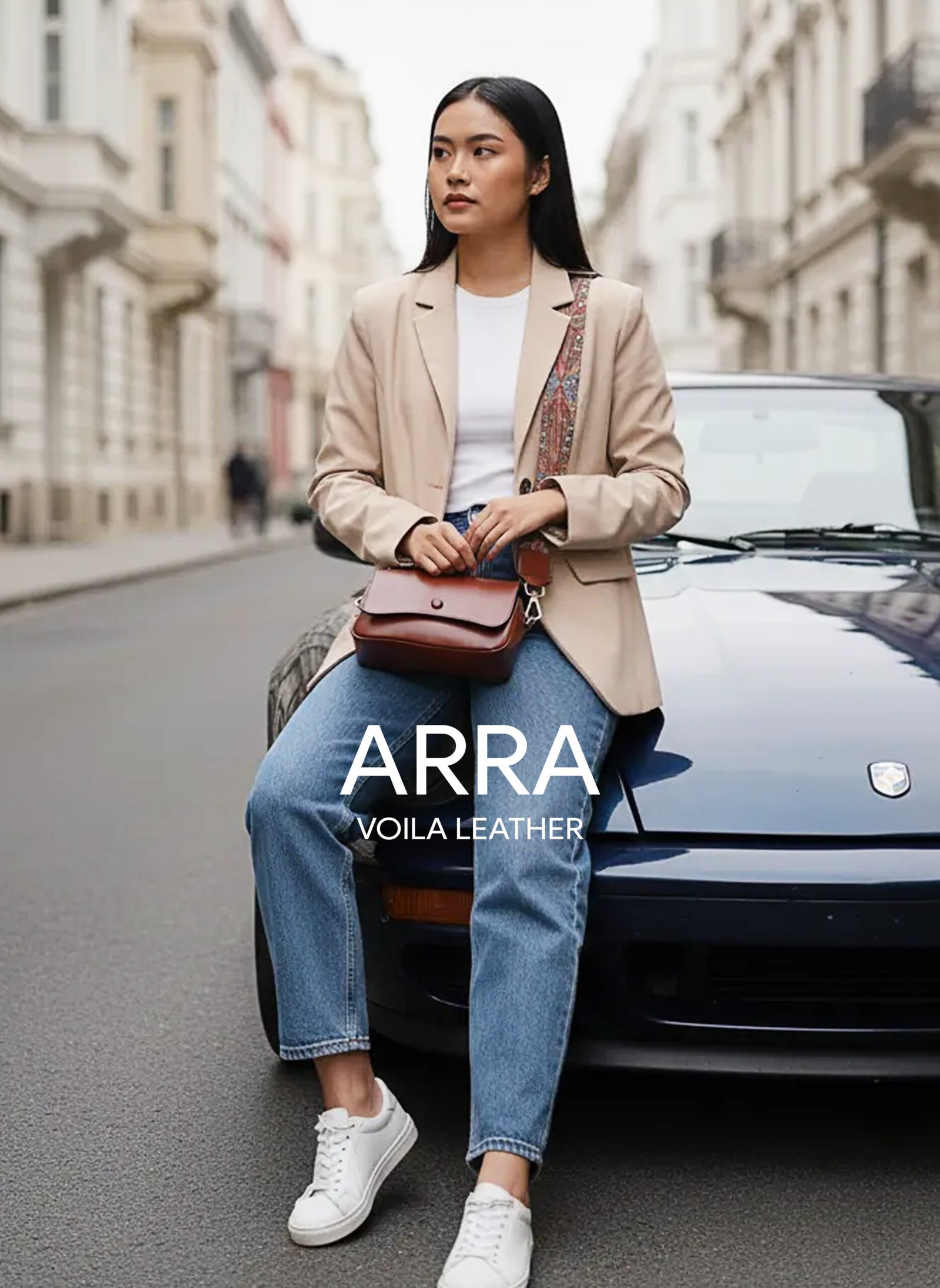 Tas Selempang Kulit Asli Casual Voila Arra Classic Brown