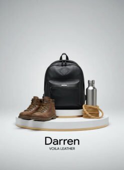 Genuine Leather Unisex Bacpack Voila Leather Darren Black IG 3