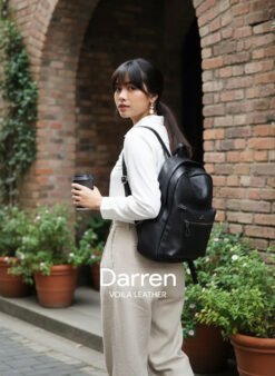 Genuine Leather Unisex Bacpack Voila Leather Darren Black Model 4