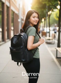 Genuine Leather Unisex Bacpack Voila Leather Darren Black Model 5