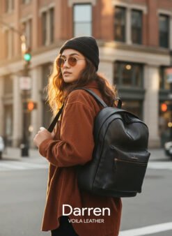 Genuine Leather Unisex Bacpack Voila Leather Darren Black Model 6
