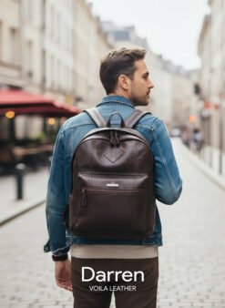 Genuine Leather Unisex Bacpack Voila Leather Darren Brown Model 1