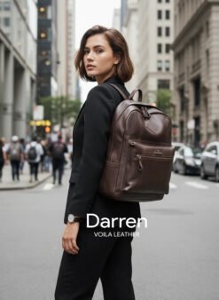 Genuine Leather Unisex Bacpack Voila Leather Darren Brown Model 2