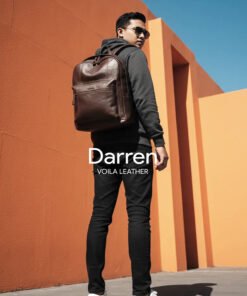 Alternative view of Genuine Leather Unisex Backpack Voila Darren Classic Brown