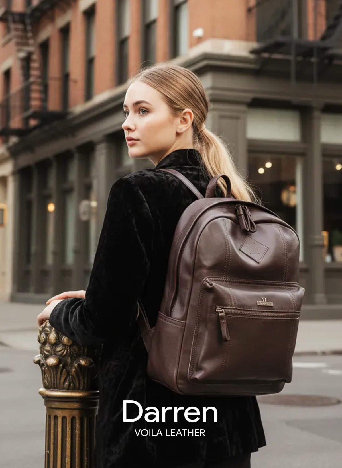 Genuine Leather Unisex Bacpack Voila Leather Darren Brown Model 7