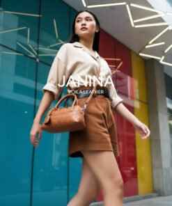 Handbag Selempang Anyaman Kulit Voila Janina Havana