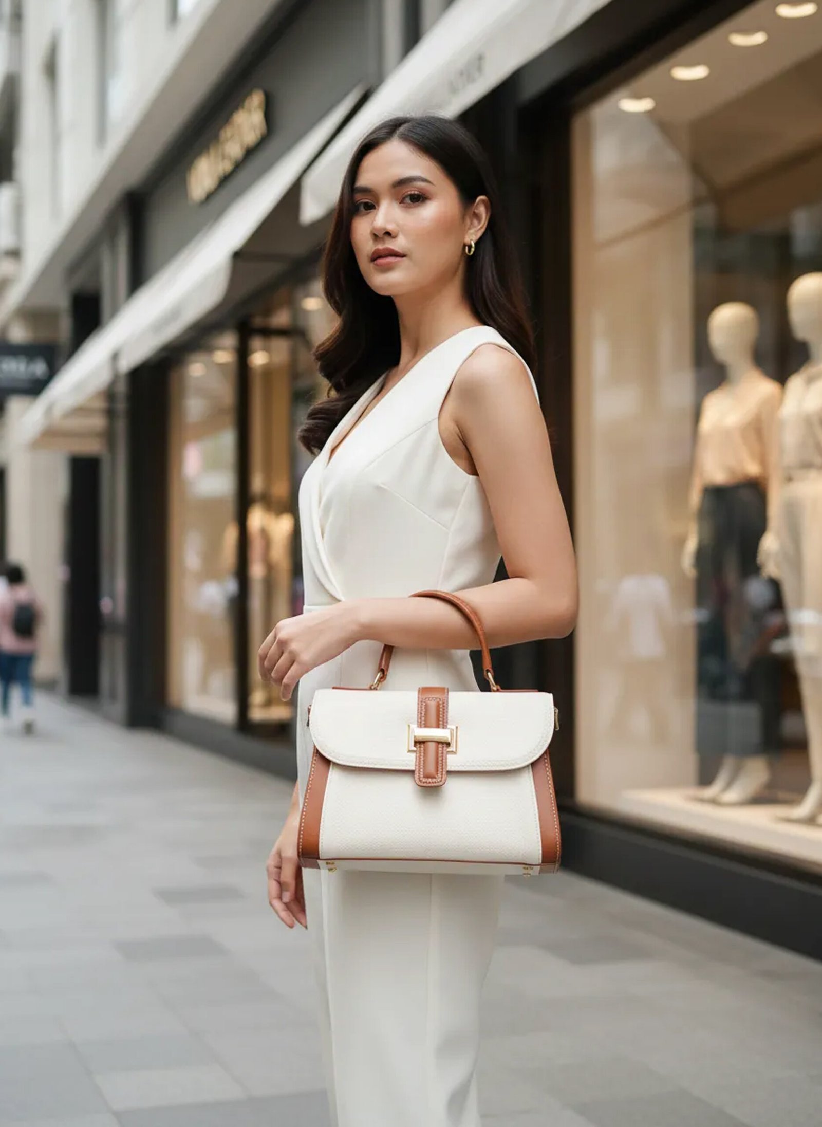 Handbag Selempang Kulit Voila Feodora Ivory White