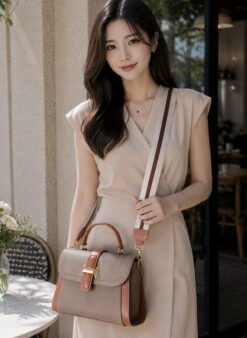 Handbag-Selempang-Kulit-Voila-Feodora-Taupe-Model 2