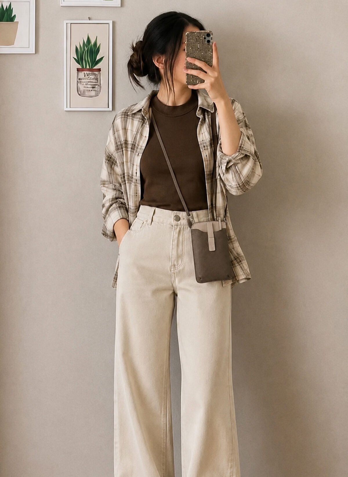 Tas HP Selempang Voila Elora Mocca Ivory Model 3