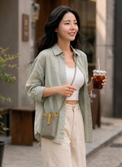 Tas HP Selempang Voila Elora Olive Cream Model 1