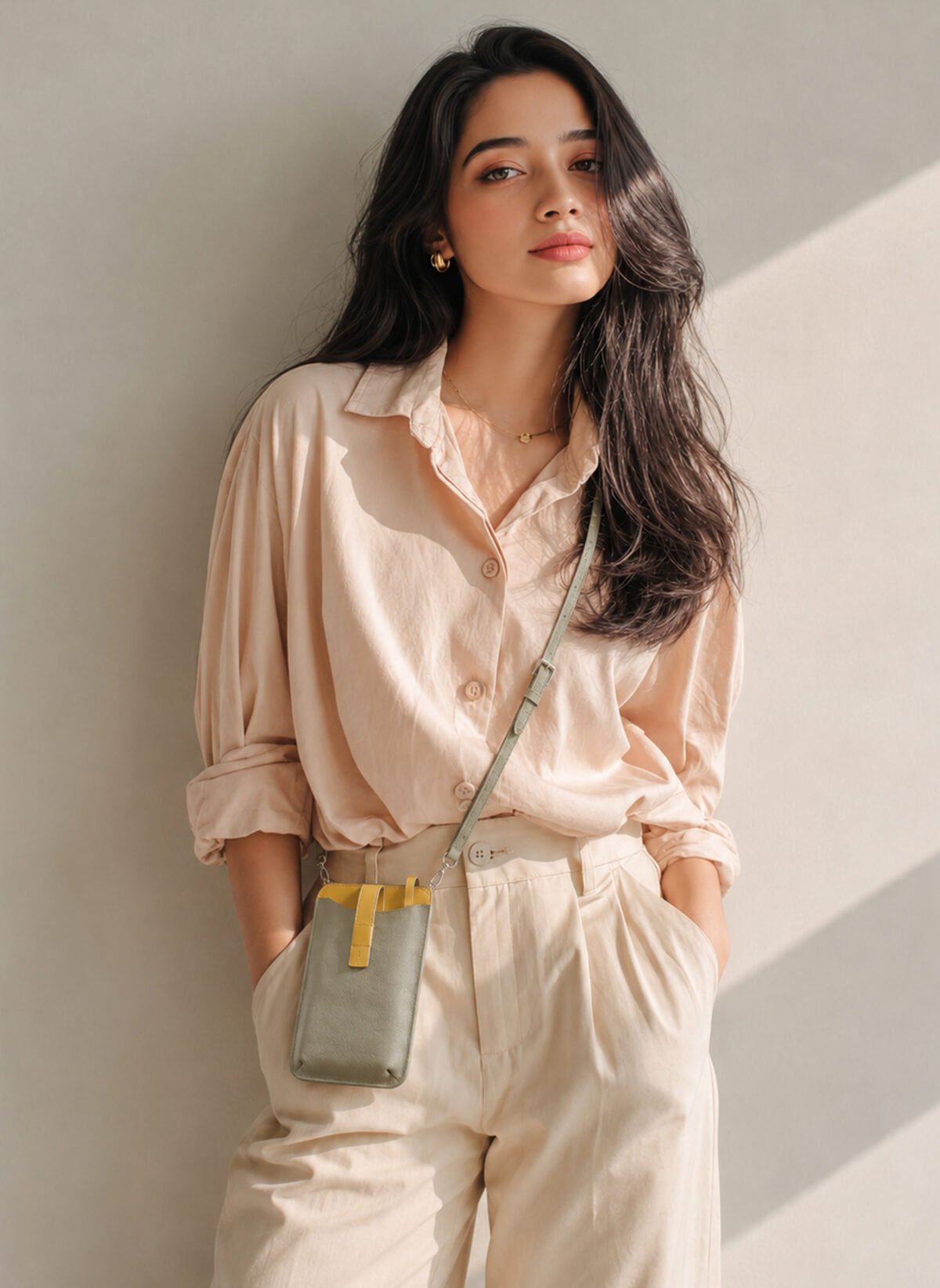 Tas HP Selempang Voila Elora Olive Cream Model 2
