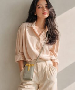 Tas Handphone Selempang Kulit Asli Voila Elora Olive Cream