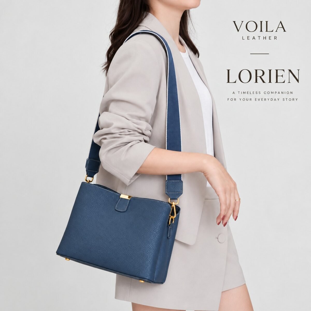 Handbag Selempang Kulit Asli Lorien Blue Jeans 8